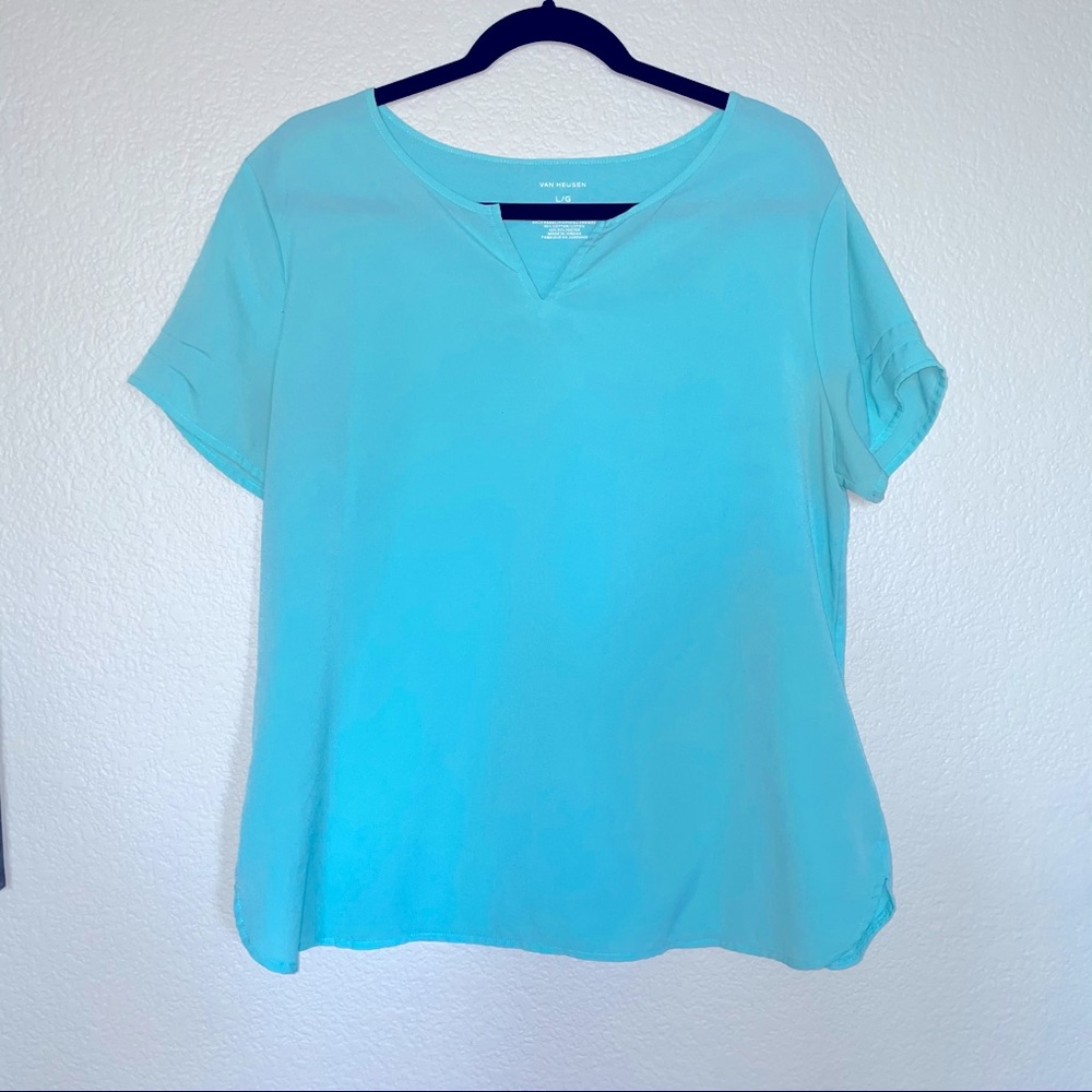VAN HEUSEN Split Neck Short Sleeve Top